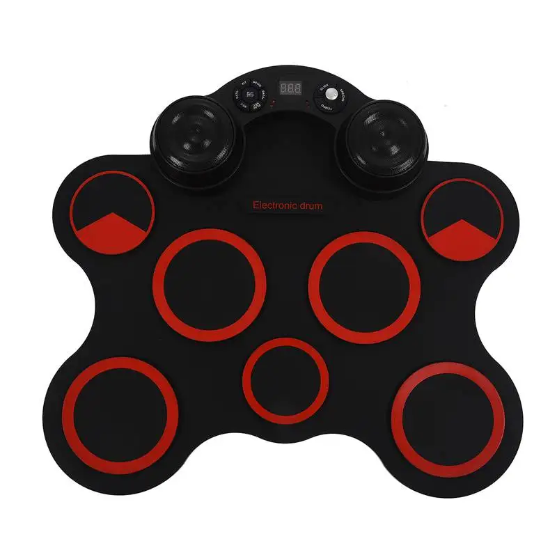 

Stereo Electronic Drum Set 7 Silicon Electronics Drum Pads Built-in Speakers USB Recording Function with Drumsticks Pedals US