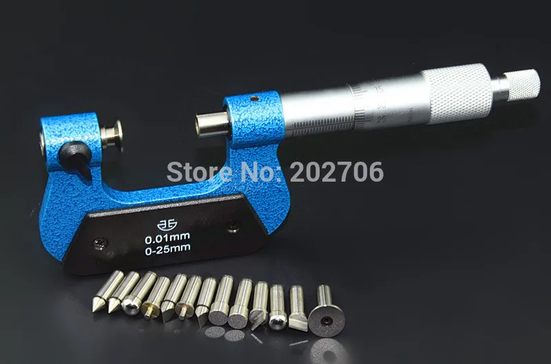 0-25mm Multi function Screw Thread outside micrometer with 7paris anvils | Инструменты