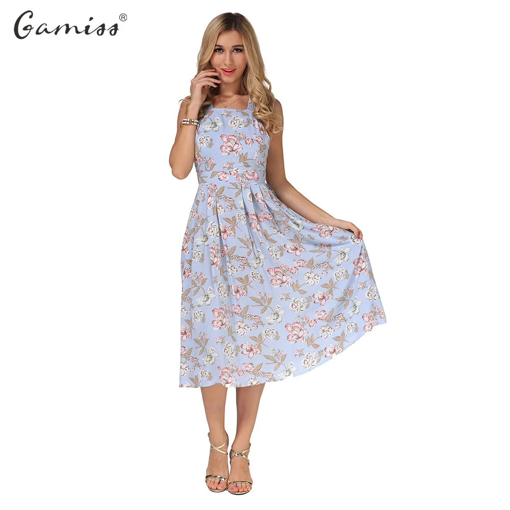 Aliexpress.com : Buy Gamiss 2017 Floral Print Mid Calf Dress Women