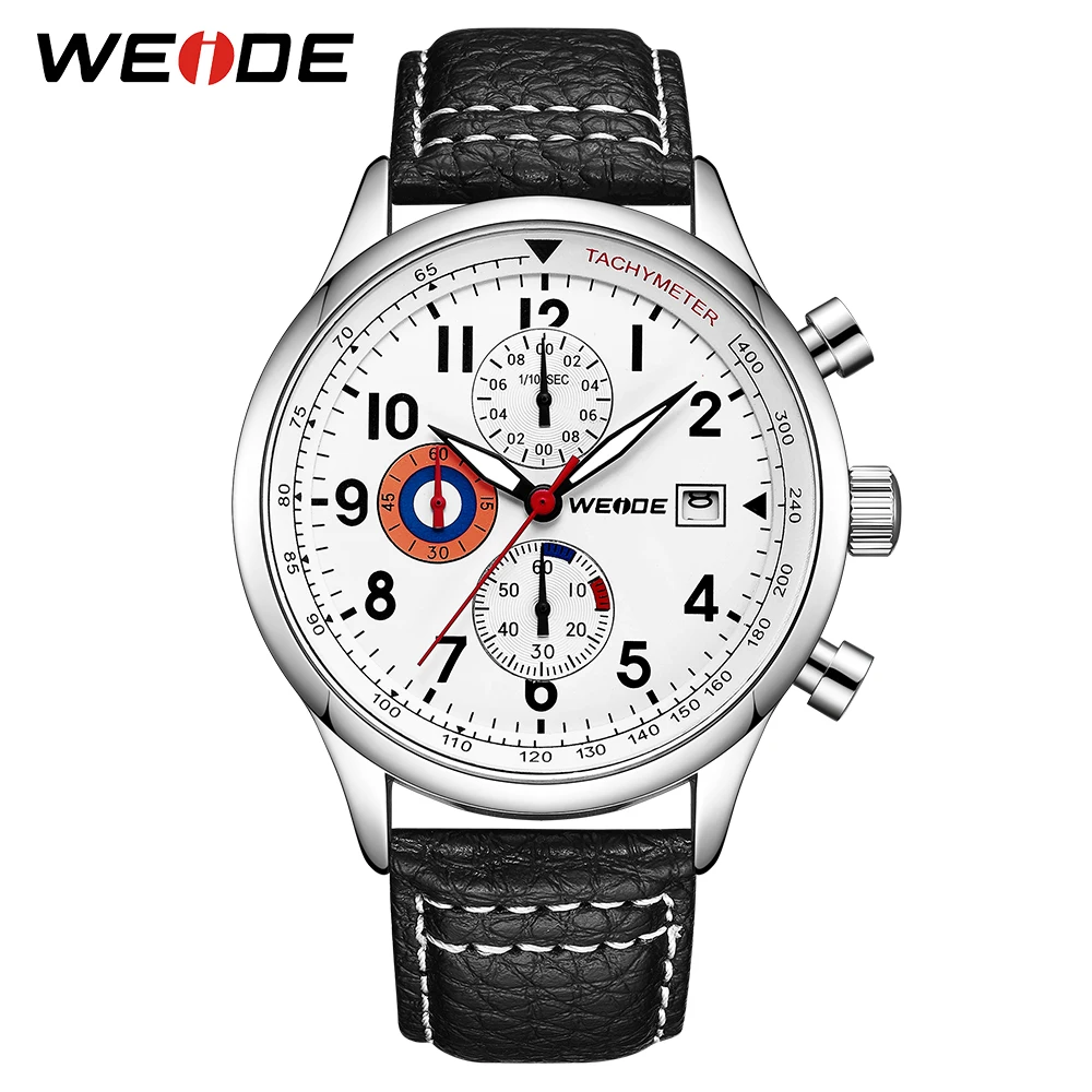 Gift WEIDE Sport Men's PU Leather Wrist Watches Analog Quartz Clock Waterproof Luxury Brand Man Business Relogio Masculino Hours