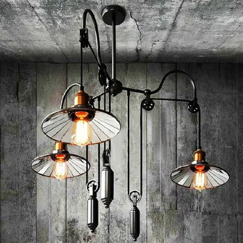 

Loft vintage Industrial E27 LED Edison Bulbs Lift Black Paint Iron Pulley Pendant Lights Adjustable for Dinning Room Bar Decor