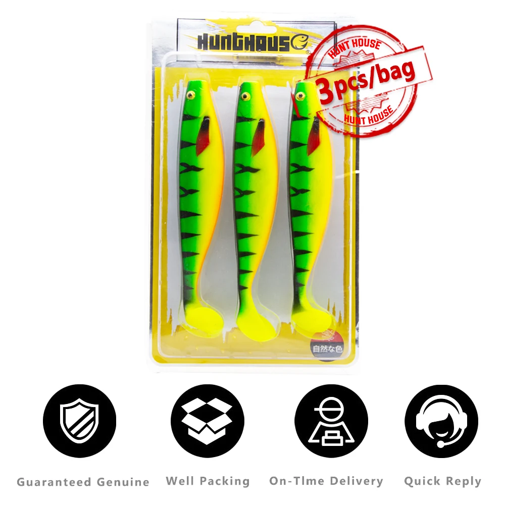 hunthouse 3PCS 18cm Sea Fishing Big Size Simulate Soft Fishing Lure Artificial Baits Peche Swimbait Crank Bait Pesca tackle