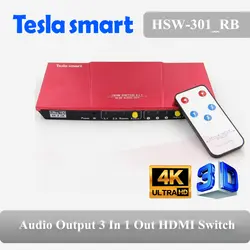 Тесла smart самый быстрый переключатель 3 в 1 из HDMI 3x1 с аудио выход Поддержка 1080 P 3D 4 к красный