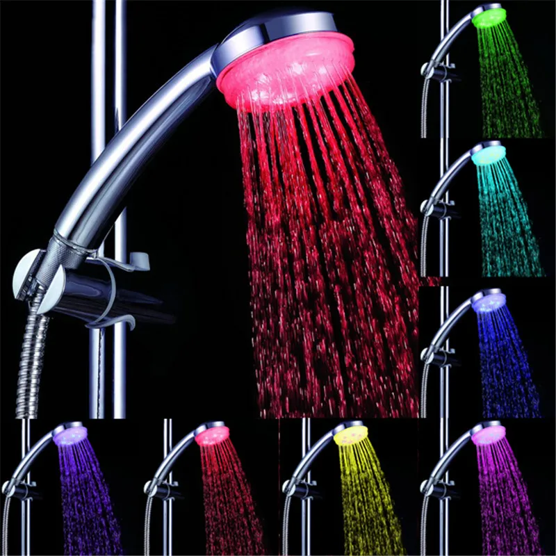 Hot New temperature Control 3 Colors Romantic LED Light Bathroom Shower