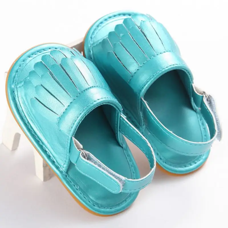 Summer Kid Shoes Prewalker PU Leather Baby Shoes Girls Princess Tassel Crib Shoes Solid Color
