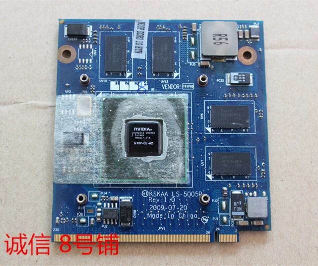  Original N10P-GE-A2 GT 250M 1G KSKAA LS-5005P MXM II DDR3 VGA Video Card for TOSHIBA A500 L500 L550 laptop 