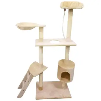 

60" Solid Cute Sisal Rope Plush Cat Climb Tree Cat Tower Beige