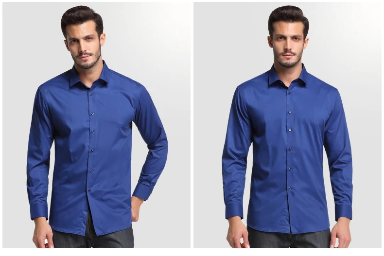 Мужские рубашки из бамбукового волокна с длинными рукавами, немного эластичные нежелезные формальные рабочие рубашки, мягкие деловые однотонные мужские рубашки