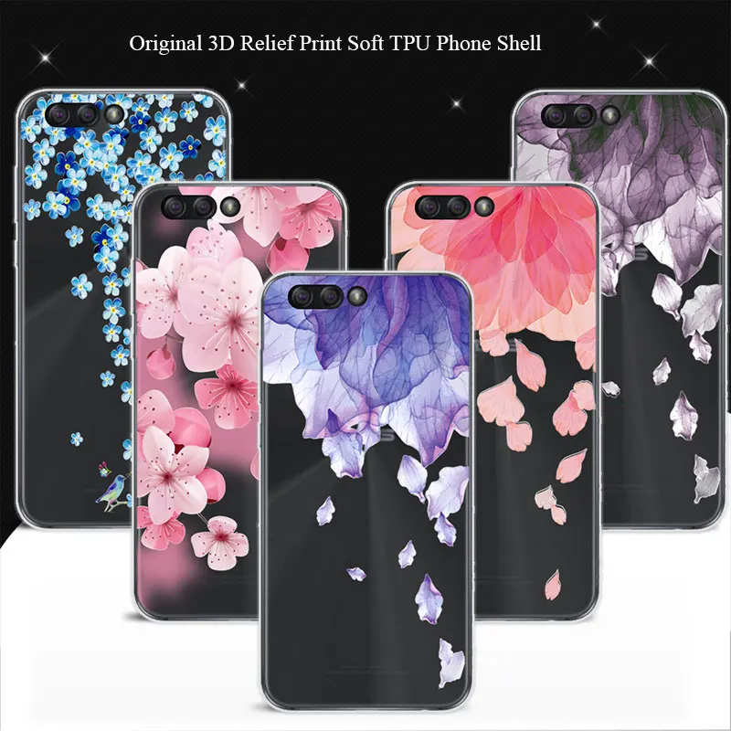 Cute Floral Printed Soft TPU Phone Case Cover For Asus Zenfone 4 ZE554KL 3D Relief Lace Coque 5.5'' |