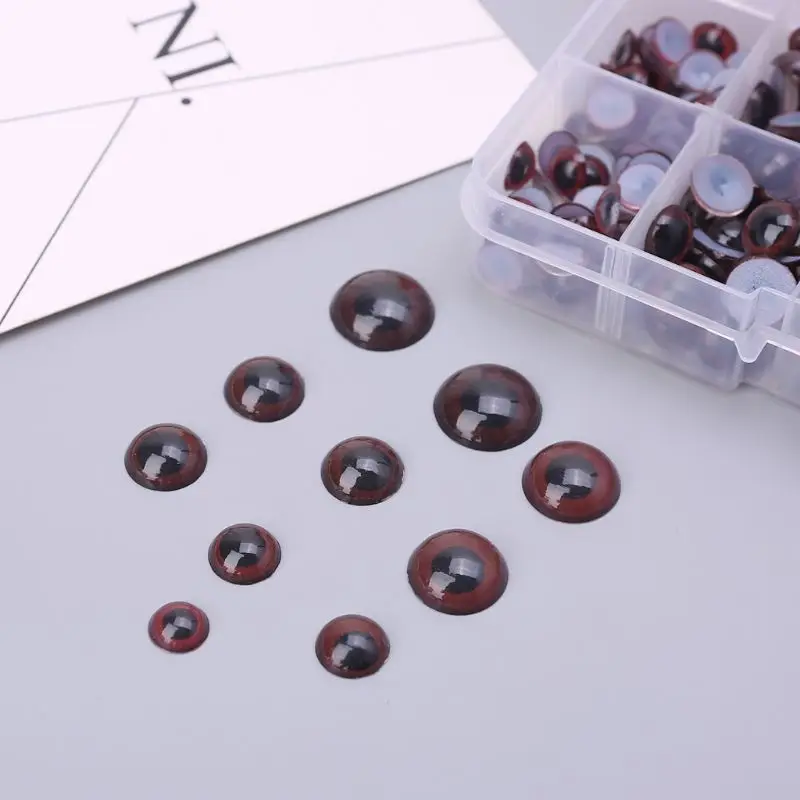 

240pcs Brown Puppet Doll Eyes 8mm 10mm 12mm 14mm 16mm Plastic Scrapbooking Craft For Kids DIY