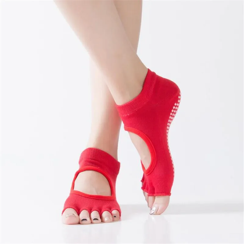 New Fitness Socks Non Slip Open Toes Exposed Instep Anti Slip Ankle Grip Durable Open Five