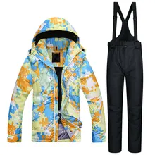 Зимний мужской лыжный костюм супер теплая одежда лыжная куртка для сноуборда и брюки костюм ветрозащитная Водонепроницаемая зимняя одежда для улицы
