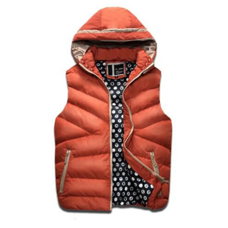 Men's Winter Cotton Padded Vest Detachable Hood Cotton Down Waistcoat