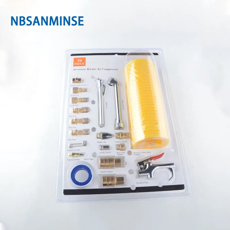 NBSANMINSE SMPAK08 набор из 20 шт. полный Медь продувания пыльной бури и крупным планом макро набор аксессуаров для компрессора воздуха инструмент 10 мм 1/4 дюйма 10bar инструменты