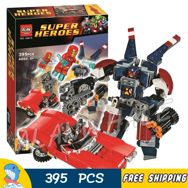 

395pcs Super heroes Avengers Detroit Steel Strikes Robots Mech 10674 Figure Building Blocks Toys Compatible With LegoING