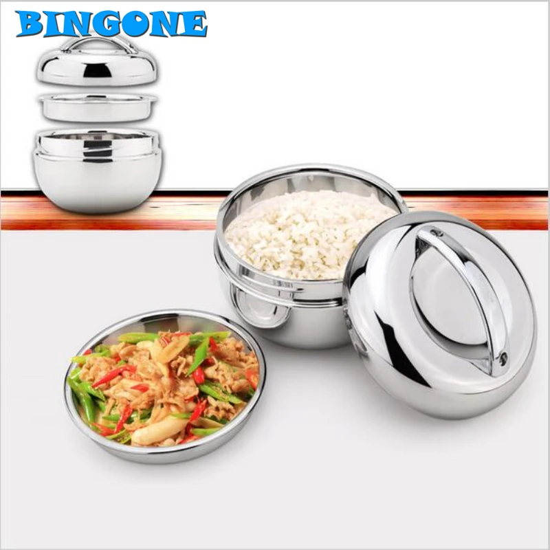 

BINGONE New Stainless Steel Bento Locking Lid Dinner Bucket Food Container Insulation Kitchen Tableware -TZ