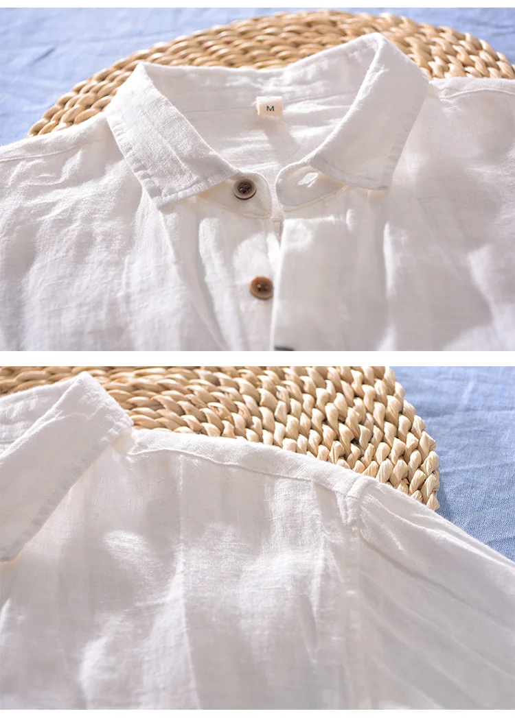 Helisopus New Fashion Summer Men Shirts Solid Linen Short Loose Sleeve Single Breasted Top Casual Soft Shirts M-3XL