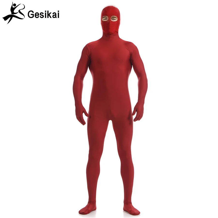Gesikai Adult Lycra Open Eyes Full Body Zentai Suit Custome For Halloween Men Second Skin Tight Suits Spandex Bodysuit Cosplay Costumes -Zentai shop online