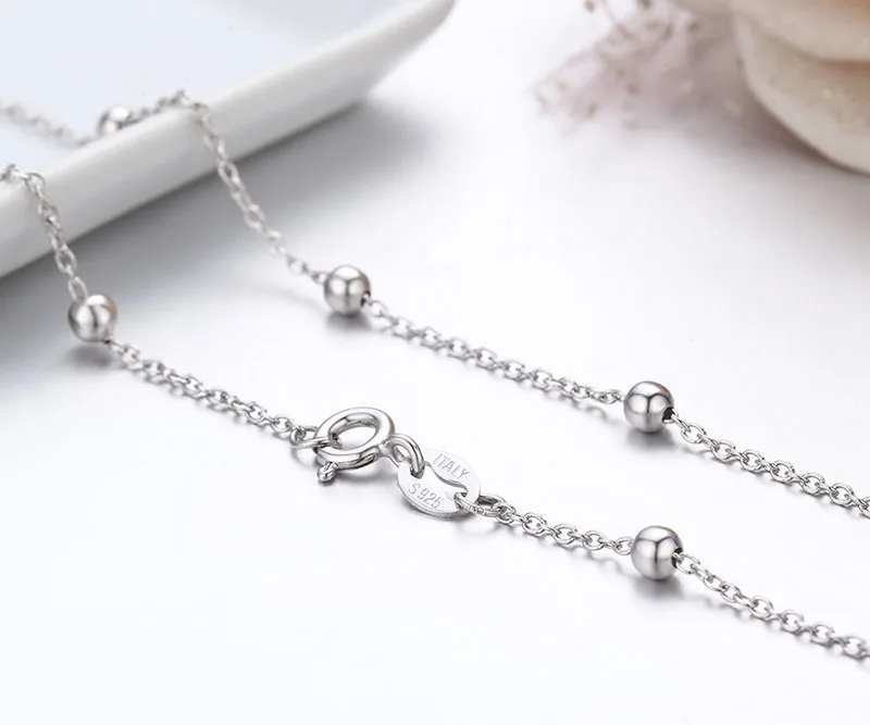 925 серебряный крест бисером цепочки колье ожерелья для женщин 40 см 45 см Jewelry Kolye ожерелье collane Кольер кеттинг