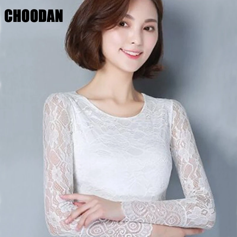 

White Lace Blouse Elegant 3D Bow Blouse Shirt Women 2018 Autumn Winter Patchwork Mesh Long Sleeve Embroidery Female Lace Tops