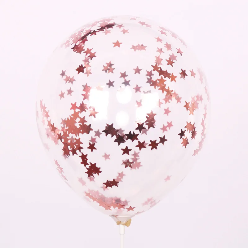 23-Rose Star Confetti 玫瑰金星星亮片气球