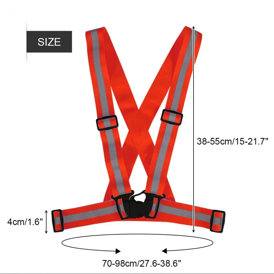 Reflective Vest Adjustable Elastic Safety Vest Strap for Running Cycling Jogging Reflective Safety Motorcycle Accessories