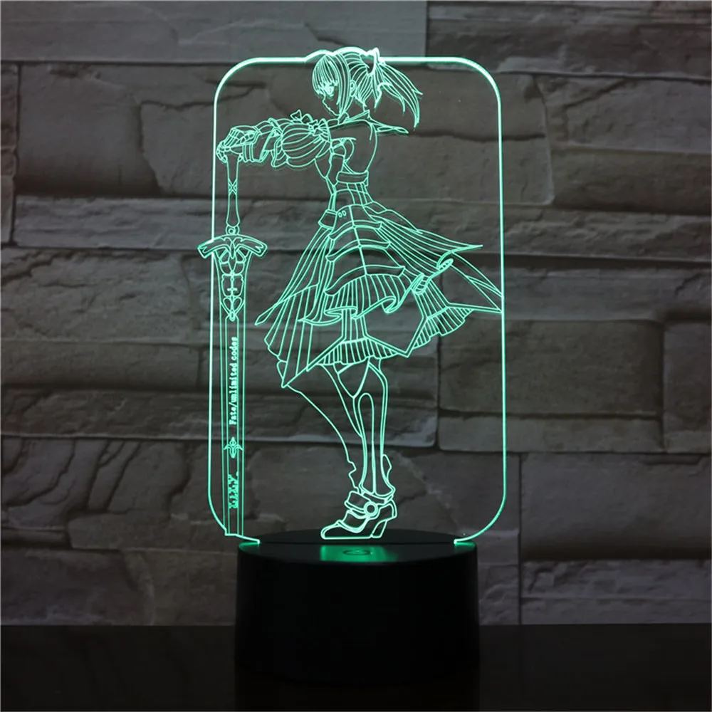 3D свет аниме Claymore Teresa LED ночник RGB измененный детский ночной Светильник для