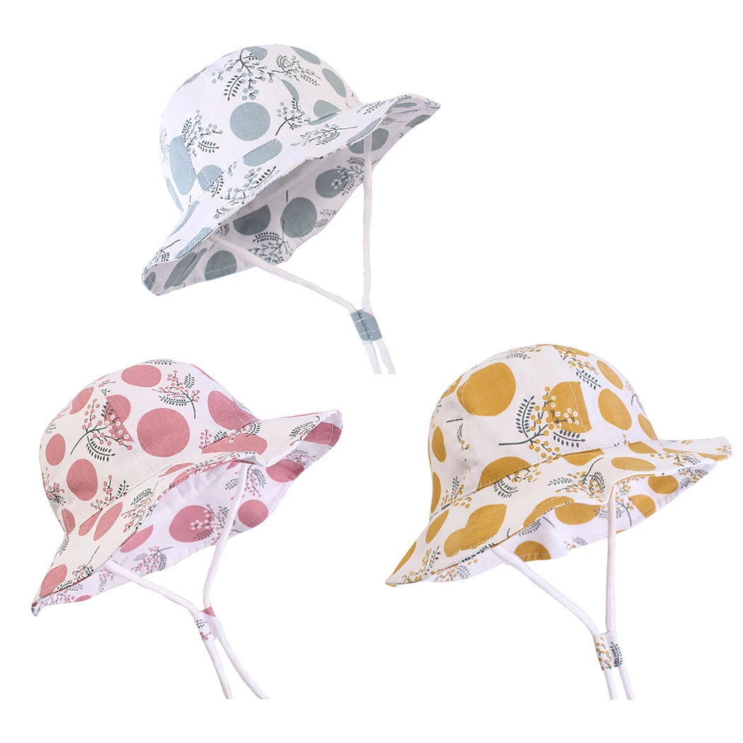 Малышей Sunhat с милым принтом защита от солнечных лучей на пляже шапка широкая шляпа для младенцев