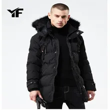 YF новые мужские зимние пальто Мода с капюшоном утолщение супер теплый пуховик средней длины куртка с длинными рукавами
