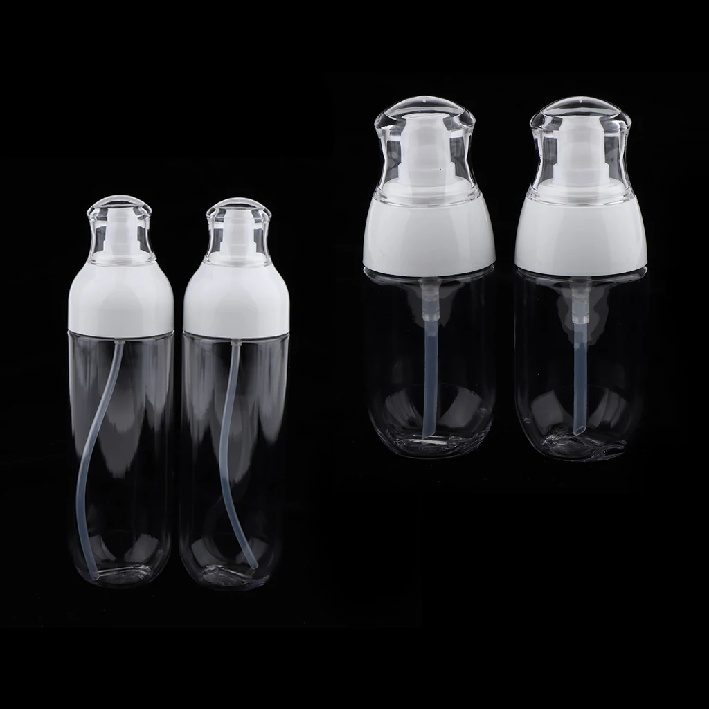 4pcs Portable Transparent Empty Lotion Pump Bottles Cosmetic Serum Containers 50/180ml