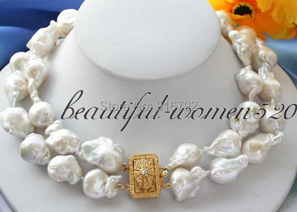 

Wholesale >>>>2row WHITE baroque keshi Reborn PEARL NECKLACE