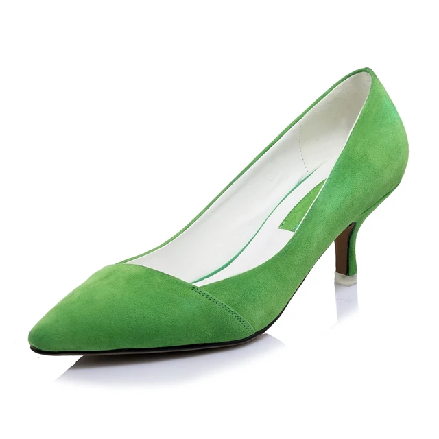 2017 Green color Women pumps 6 cm heels stylish high heel shoes