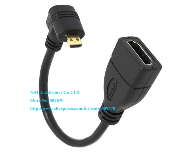 

90 Degree Down Angled Micro HDMI Male to HDMI Female HDTV Adapter Cable For Tablet & Cell Phone/Free Shipping/1PC