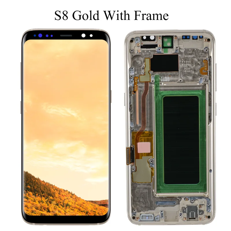 Экран 5,8 ''S8 для SAMSUNG Galaxy S8, сменный сенсорный ЖК-экран G950F G950 с рамкой - Цвет: S8 Gold Frame