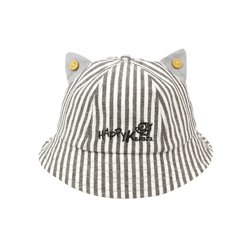 Cute Striped Baby Hat Cat Panama Baby Girls Cap Cotton Kids Sun Cap With Ears Spring Summer Letter Boys Cap Baby Boys Clothing (5)