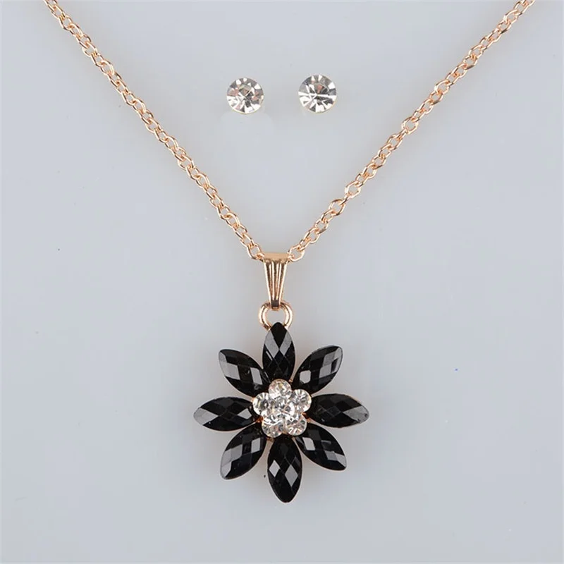 

Top Seller Resin Flower Necklaces Pendants Stud Earrings for Women Fashion Jewelry Sets Elegant Wedding Accessories
