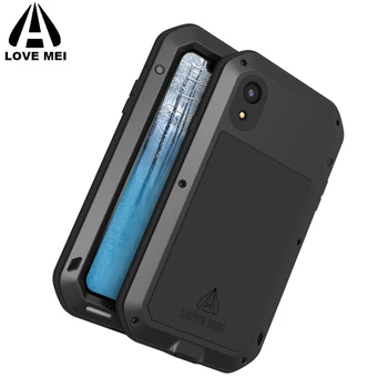 

for iPhone XR iPhone X XS Max Plus LOVE MEI Luxury Powerful Metal Shockproof Case Aluminum Dirt Waterproof Phone Cover with Glas