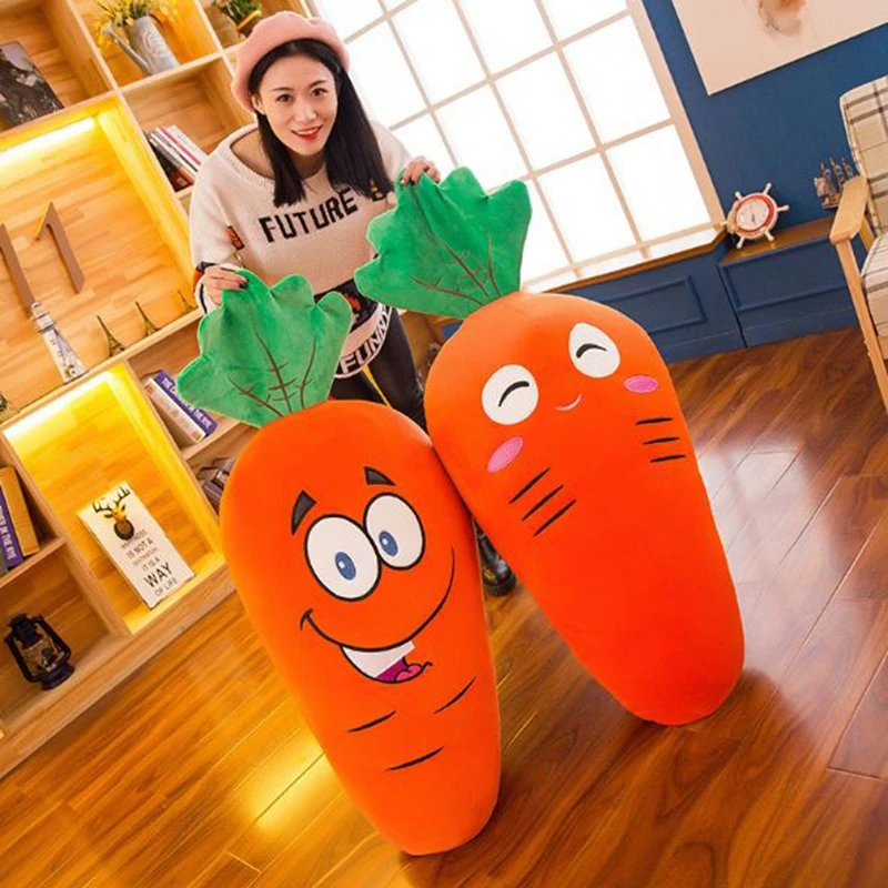 Dorimytrader lovely soft cartoon carrot plush pillow stuffed anime vegetables toy doll 2 models gift for girls and boys 110cm 80cm DY61960  (17)