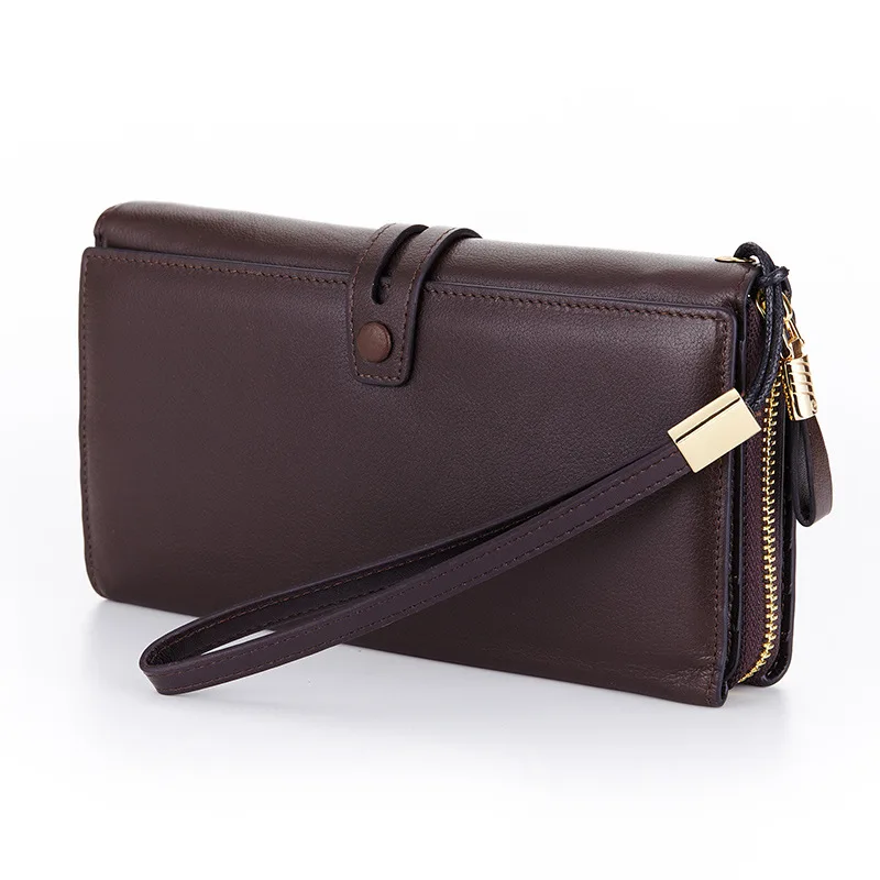 

100% Cow Genuine Leather Business Long Wallet Men's High Grade Wrist Bag for Boss Business Manager Hold Credit Card Plane Ticket