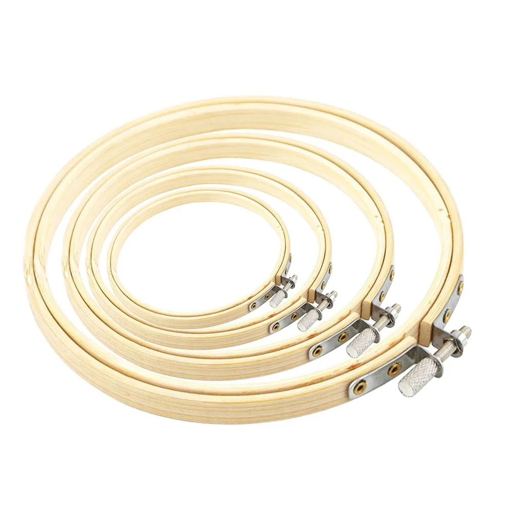 Buy 5Pcs Bamboo Embroidery Hoop Set Circle Cross