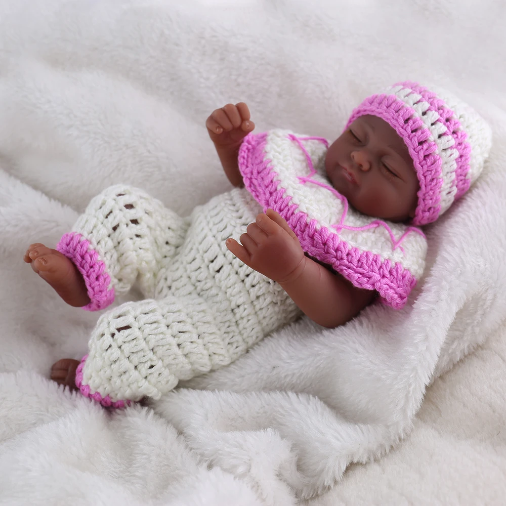 10 inch African American Baby Doll Black Girl Full Silicone Body Bebe Reborn Baby Dolls Ethnic