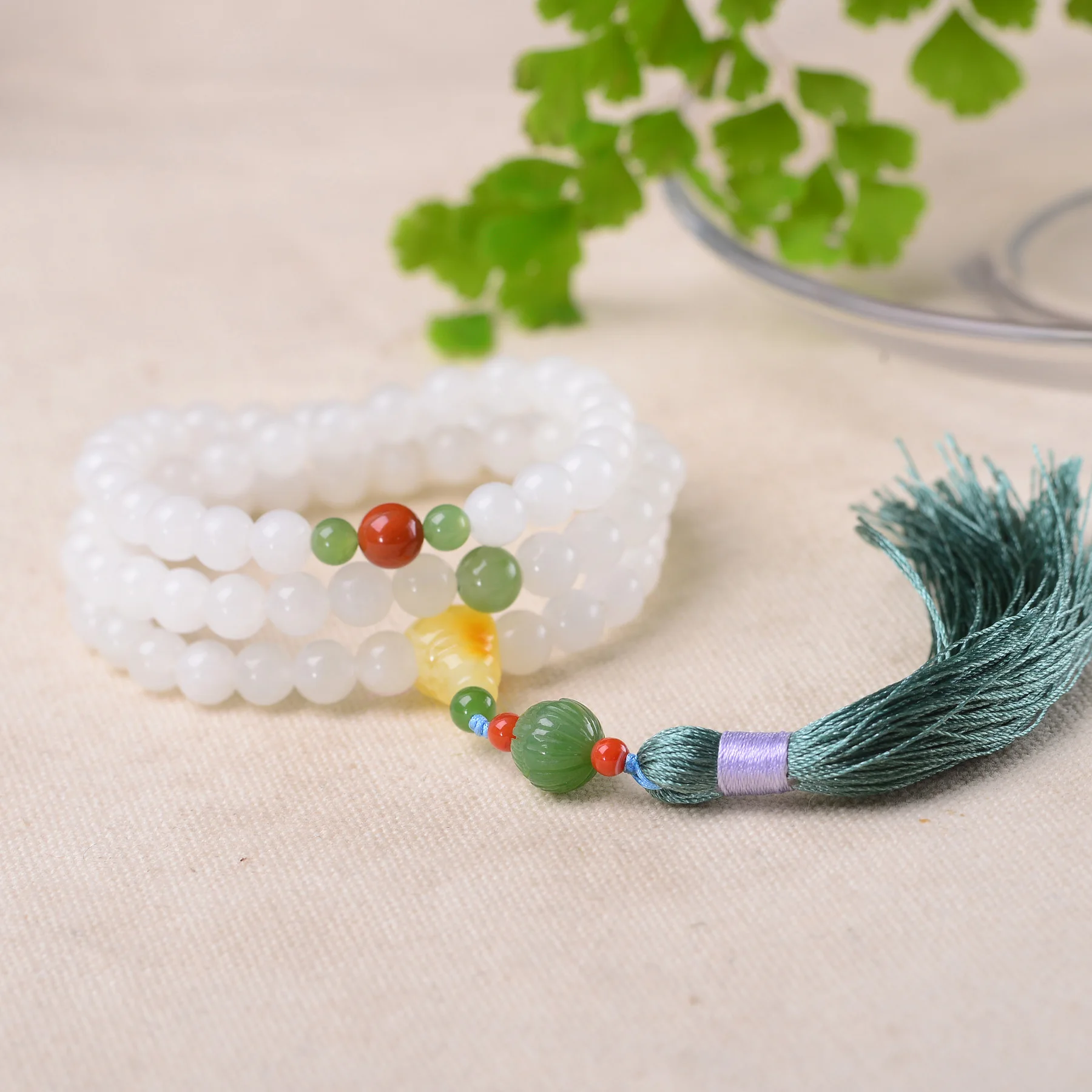 

Handmade Authentic Hetian Beads Bracelets 6.8mm