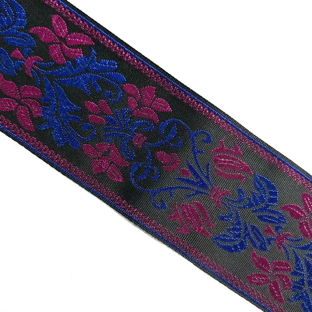 ZERZEEMOOY 49MM 7YARD Blue And Rose Totem Jacquard Ribbon