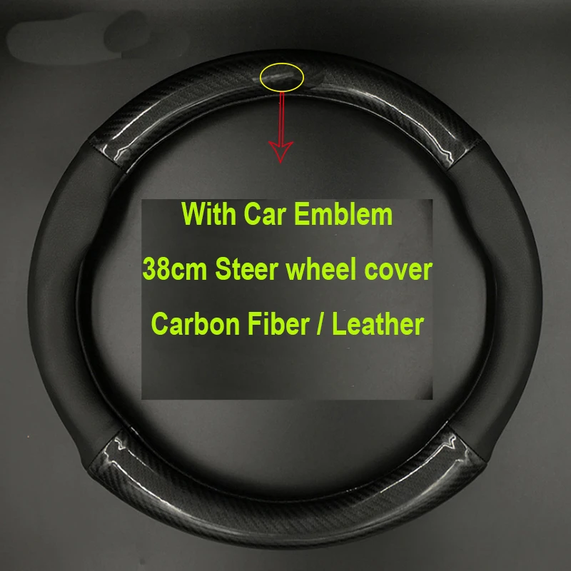 

1Pcs Anti-Slip Car Steer Wheel Cover Protective Steering Wheel Hub Cover Carbon Fiber And Leather