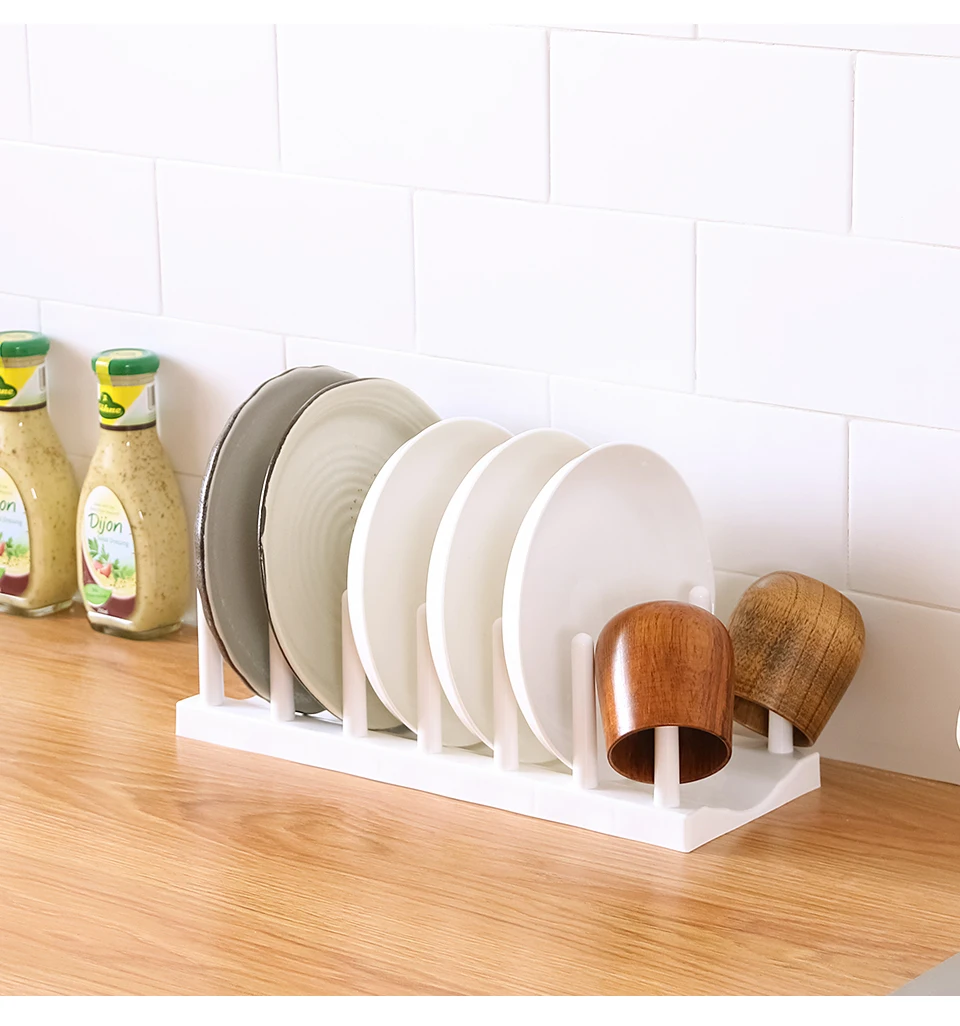 BNBS пластиковые кухонные стеллажи для хранения посуды, миски/крышки/чашки, Многофункциональные кухонные принадлежности, держатель для хранения слива, белая полка