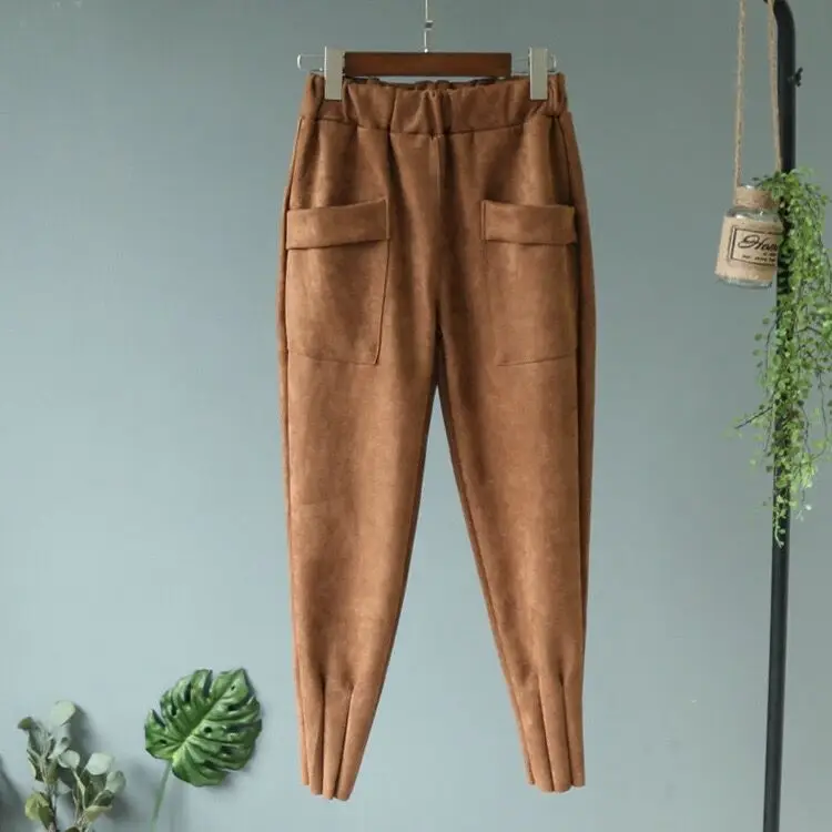 Women Pants Capris Suede Sweatpants 