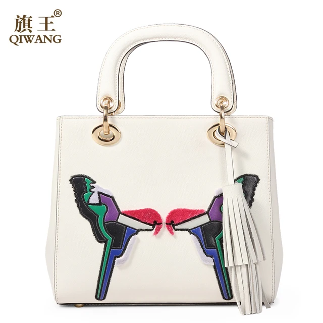 Qi Love Birds Women Handbag Brand Luxurious Handmade Qi Love Birds Women Handbag Brand Luxurious Handmade Split Leather Bag Luxury Handbags Bags