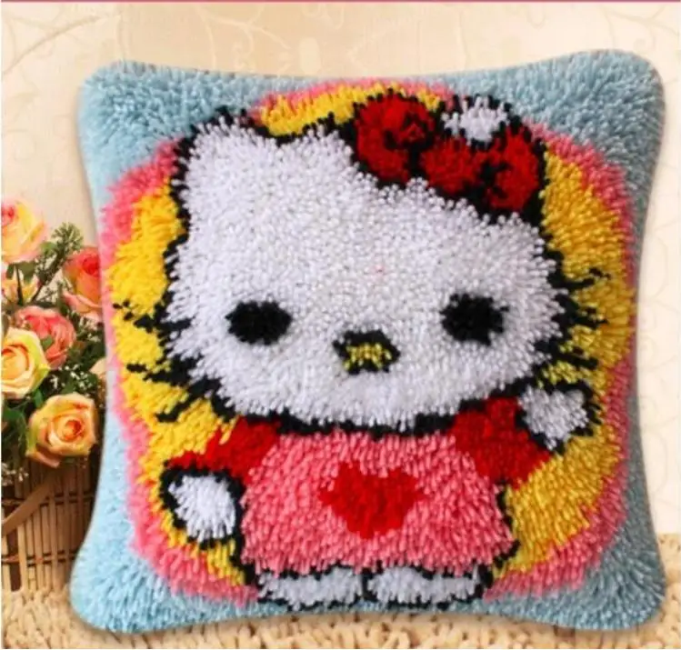 Мультфильм защелка крюк наборы подушек coverhand craft вышивка DIY крючком ручной работы Рукоделие поставки - Цвет: Белый