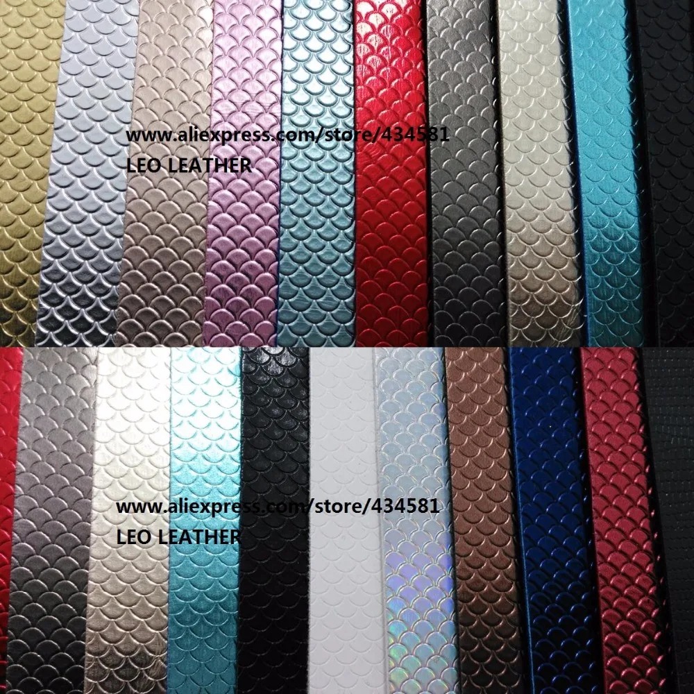 

Embossed Mermaid Fish Scales Synthetic Leather, Metallic Fabric P829