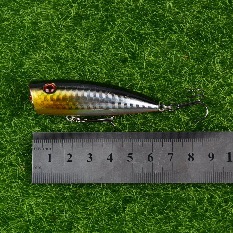 1 шт., рыболовная приманка, жесткая Поппер, 6,5 см/8 г, Воблер для ловли рыбы, приманка для щуки, искусственная приманка, 3D глаза, Япония, кренкбейты
